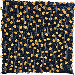 DKB - Muro de Flores Artificiales de Seda Negra y Amarilla de 8 pies x 8 pies con Tacto Real, con Cremallera para Colgar, Decoración de Boda, Forma Personalizada - Product Image 1