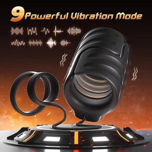Jouets sexuels masculins pour hommes, vibrateur, <span class=keywords><strong>masturbateur</strong></span> masculin extensible à 9 vibrations avec 2 anneaux péniens, entraîneur de pénis - Product Image 5