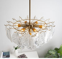 Lustre moderne en fer et verre, plafonnier semi-encastré E14, LED/incandécent, contrôle vocal par application pour salon et chambre à coucher