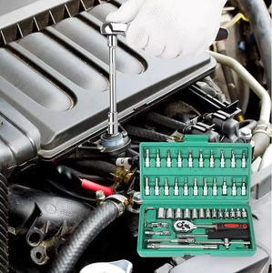 Juego de 46 Herramientas Manuales Profesionales de Alta Resistencia, Kit de Reparación de Automóviles Portátil, Juego de Llaves de Trinquete, 46 Piezas, Profesional, de Alta Resistencia - Product Image 2