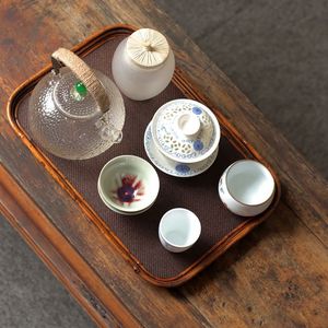 Ancient Tang Dynasty Bamboo Teapot Stand, Bamboo Retro Tea Tray, Tea <b>Table</b>, Tea Set <b>Mini</b> Storage Tray, Traditional Style Tray - Product Image 2