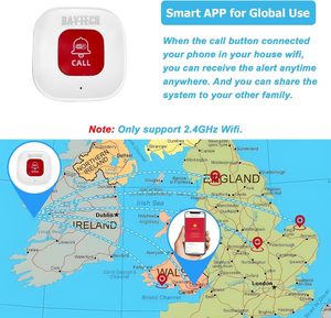 Nhà thông minh người cao tuổi rơi khẩn cấp SOS hoảng loạn nút Wifi Home an ninh cá nhân báo động với Alexa Google tuya <span class=keywords><strong>app</strong></span> điều khiển - Product Image 5