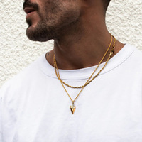 Collier pendentif flèche minimaliste en acier inoxydable Sland, chaîne à maillons, pour homme, plaqué or, bijoux certifiés par un tiers, tendance