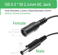 Câble répartiteur d'alimentation cc DC 5.5mm X 2.1mm prise femelle à 2 prises mâles Y adaptateur d'extension d'alimentation pour caméras de vidéosurveillance bande lumineuse LED