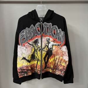 Felpe <span class=keywords><strong>con</strong></span> Cappuccio Hot Diamond Mixed Emotion per Uomo, Stampa Grafica di Teschi Neri, <span class=keywords><strong>Felpa</strong></span> <span class=keywords><strong>con</strong></span> Zip Streetwear di Marca Designer - Product Image 1