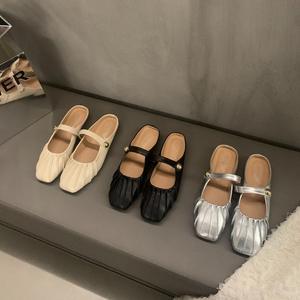 Mules plates Tiyo Mary Jane à bout fermé en PVC pour femme – Argent, Noir, Abricot – Couleur unie, légères, pour l'été, usage quotidien, à enfiler - Product Image 4