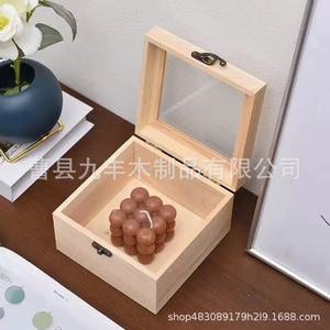 Jiufeng Wooden Storage Box 6 In <b>Solid</b> <b>Wood</b> Flip Top Jewelry Organizer Minimalist <b>Desk</b> Box For Living Room - Product Image 4