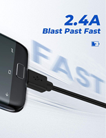Kabel Pengisian Cepat Micro USB 2.4A Berkualitas Tinggi Grosir, Transfer Data 480Mbps, 1m/2m/3m, Pelindung Anyaman PVC, Komputer & Ponsel
