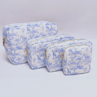 Pochette en nylon sans couture Chinoiserie Toile de Jouy avec fermeture éclair, motif girafe et éléphant, pour femme, étui de rangement de voyage, organiseur de maquillage, sacs cosmétiques