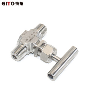Robinet à aiguille monocommande haute pression 3000 PSI en acier inoxydable 316L forgé avec double filetage externe pour gaz, eau et huile - Product Image 3