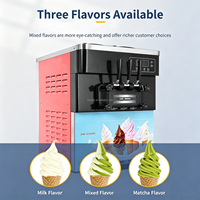 Máquina Industrial Portátil para Helado Suave, Máquina Automática para Hacer Helado Suave, Máquina para Conos de Helado con 2+1 Sabores Mixtos