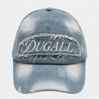 Cappellino da Baseball Moderno in Denim Lavato con Stampa Leopardata, Blu Chiaro, in Cotone, Regolabile, con Visiera Curva e Patch Ricamata, Casual, Unisex