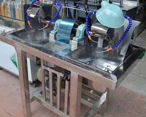 Máquina de Corte y Pulido de Doble Cabezal de Acero Inoxidable con Equipo Mecánico Integrado para Gemas, Ágatas y Cristales, Motor de 220V - Product Image 3