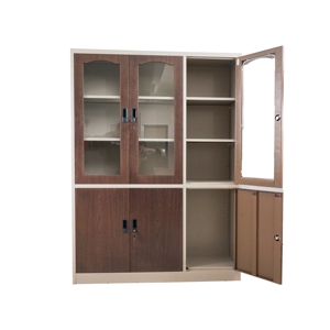 Armoire de classement métallique autoportante avec revêtement poudré, 3 portes vitrées, design moderne, pour bureau commercial, bureau à domicile, chambre, cuisine, extérieur - Product Image 3
