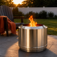 Barbecue extérieur sans fumée Natural Gifts 27 pouces, foyer à bois en acier inoxydable, écologique, installation personnalisée