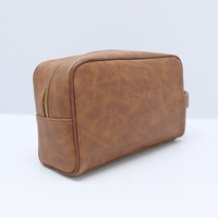 Sac de toilette vintage personnalisé en cuir PU, fermeture éclair, imperméable, grande capacité, sac de maquillage multifonctionnel pour voyage