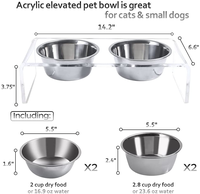 Bol rehausseur pour animaux de compagnie, en acrylique transparent, pour chats et chiens, support pour aliments et eau