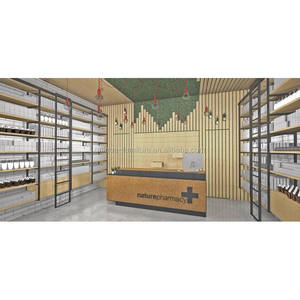 Étagères et présentoirs de <span class=keywords><strong>pharmacie</strong></span> modernes en bois massif <span class=keywords><strong>avec</strong></span> éclairage LED pour les magasins médicaux des centres commerciaux - Mobilier commercial de haute qualité - Product Image 2