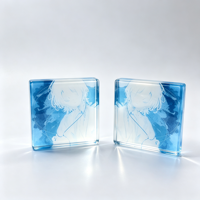 Bloc acrylique solide teinté bleu dégradé OEM ODM pour art linéaire aquarelle, décoration de bureau, article de collection et de merchandising