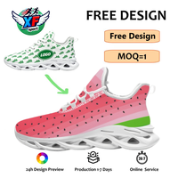 Chaussures de course personnalisées grande taille à imprimé pastèque, design personnalisé, chaussures de sport décontractées, vente en gros