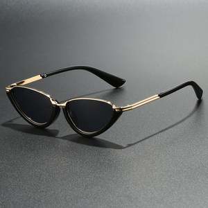 Gafas de Sol Personalizadas con Logotipo, Moda 2025, Montura Pequeña de Aleación Dorada de Lujo, Protección UV400, Montura Media, Estilo Ojo de Gato, para Hombre y Mujer - Product Image 1