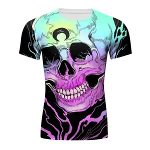 Factory Outlets Stylish Men Summer Loose O Neck T Shirts Full Sublimation Print Custom Your Own Pattern Skull Print Street Wear