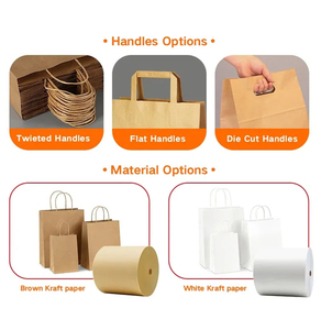 Túi giấy kraft thân thiện với môi trường có thể tái chế với bông xử lý Logo tùy chỉnh và in flexo để quảng bá thực phẩm và sử dụng thủ công - Product Image 3