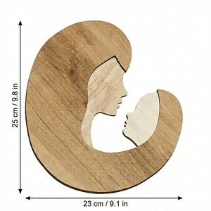 Décoration murale créative en bois en forme de croissant mère-enfant pour la fête des mères, cadeau en gros - Product Image 6