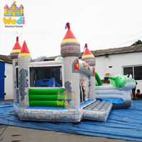 Château gonflable pour enfants avec toboggan, matériau PVC écologique, couleurs vives, design sûr, garantie de 3 ans pour une utilisation en extérieur
