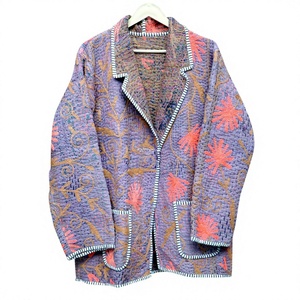 Chaqueta Larga de Algodón Transpirable con Bordado, Estilo Vintage Suzani, Cuello en V, Punto Abierto - Product Image 1