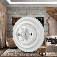 Interrupteur mural vintage 1 voie en porcelaine à montage encastré, prise de courant rétro antique 250V 10A CE RoHS