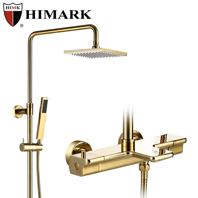 HIMARK banyo siyah robinet colonne mitigeur douche columna de ducha altın termostatik mikser banyo ve duş musluk sistemi seti