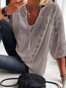 Nouveauté Tendance 2026 : T-shirt Élégant Ample en <span class=keywords><strong>Dentelle</strong></span> Unie pour <span class=keywords><strong>Femme</strong></span> – Idéal pour le Bureau – Vente Flash Dropshipping Printemps-Été - Product Image 5