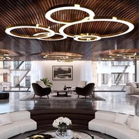 Lustre suspendu carré et rond blanc de luxe commercial en acrylique pour bureau, lampe LED dimmable pour salon