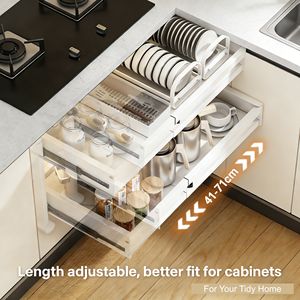 ชั้น<span class=keywords><strong>ว</strong></span>างของติดผนังใต้ซิงค์ครัวแบบไม่ต้องเจาะ 1 ชั้น พร้อมลิ้นชักแบบยืดหดได้ในตัวและตะกร้าแบบดึงออกได้ - Product Image 4