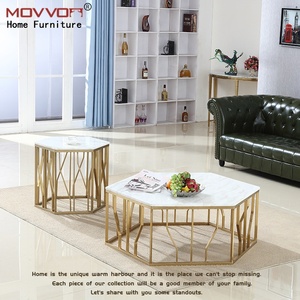 En Acier inoxydable Cadre Doré Moderne conceptions de table basse de marbre unique salon table basse - Product Image 2