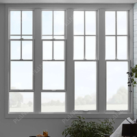 Fenêtre à battant double vitrage standard australien en aluminium blanc avec verre à grille
