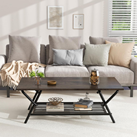 Nouveaux articles Table basse en bois Table centrale pliante avec étagère Table basse en métal à la mode avec support de rangement dans le salon