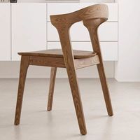 Chaise à dossier minimaliste moderne pour la maison, l'hôtel et la salle à manger, chaise de salle à manger en bois massif de couleur bois naturel