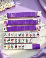 Ensemble de mahjong pliable de luxe de couleur lavande, moderne et écologique, 160 pièces, motif étoile citron, design cadeau pour les passionnés de jeux