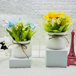 Bonsaï de tournesol artificiel 18 cm blanc rose jaune rouge, décorations de mariage, plantes en pot pour la maison et le salon, ornements en plastique - Product Image 2