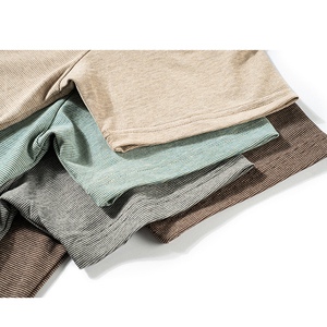 T-shirt à manches courtes rétro japonais multicolores à rayures, style 2026, poids lourd, couple, poche, col rond, polyvalent - Product Image 4