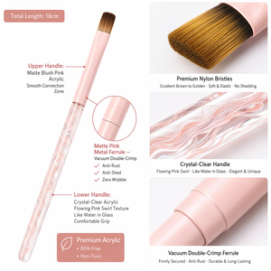 Pinceau plat en nylon pour nail art, stylo de traçage long pour dessin de lignes, outil de peinture gel UV pour manucure à domicile et en salon, conception d'art des ongles - Product Image 4
