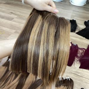 Faisceau droit d'os de couleur claire élevée Ombre avec fermeture Extensions de cheveux humains de haute qualité Os droit cheveux bruts vietnamiens - Product Image 5