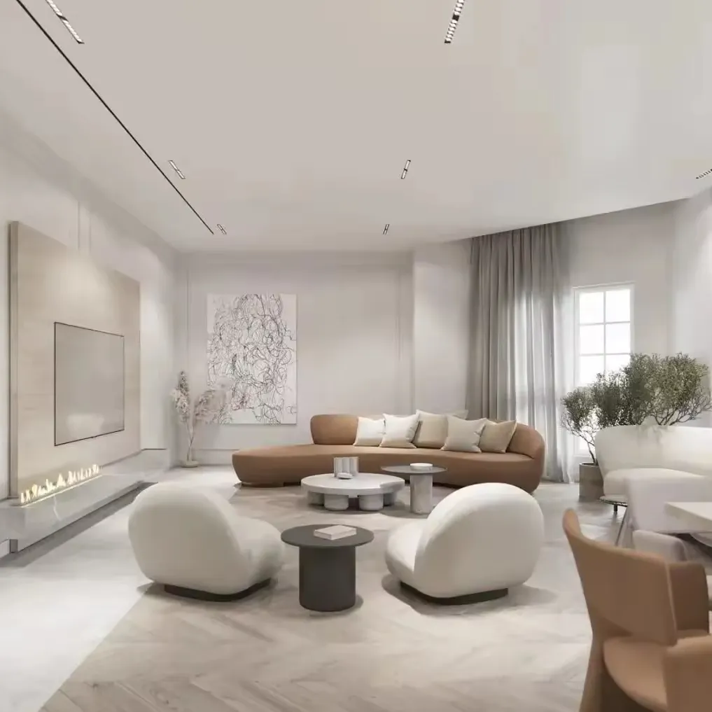 Sanhai Modern Interior Design Details Warm Duplex Apartment Full House 3D Rendering Construction Drafting Services Master Plan
