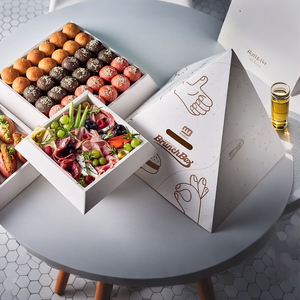 Caja de Comida Personalizada de Alta Gama para Brunch, con Compartimentos Apilables, para Pastelería, Postres, <span class=keywords><strong>Dulces</strong></span> y Aperitivos - Product Image 1