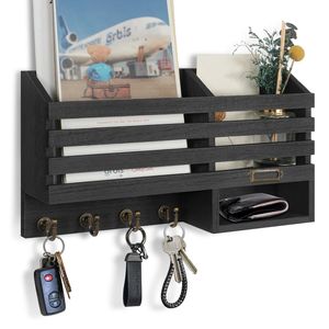 Mới Đến Bằng Gỗ Tre Wall Mount Thư Tổ Chức Với Kệ Đa-Phong Cách Xách Tay Tre Key Chủ Rack Cho Nhà Lối - Product Image 5