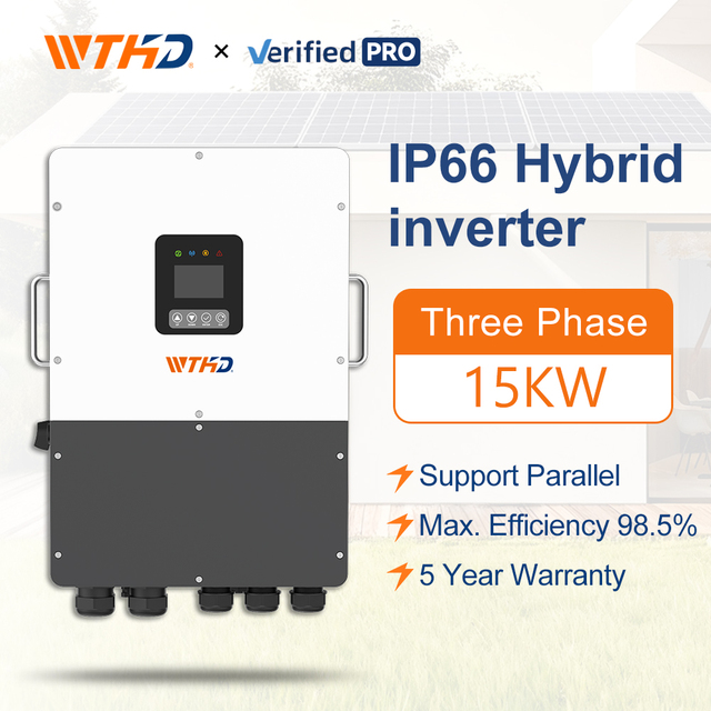 Industrial 15kW 3 Phase Low Voltage Hybrid Inverter 48V IP66 Waterproof Dual MPPT Solar Inverter for Commercial Solar System
