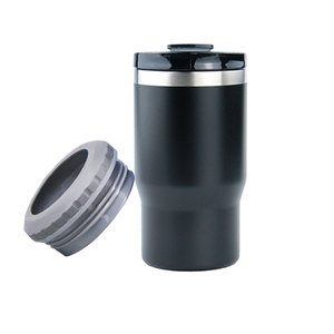 Porte-vin moderne en acier inoxydable à double paroi isolé sous vide, avec revêtement en poudre personnalisé, 14 oz, refroidisseur de canettes portable pour le camping, 2 couvercles - Product Image 4