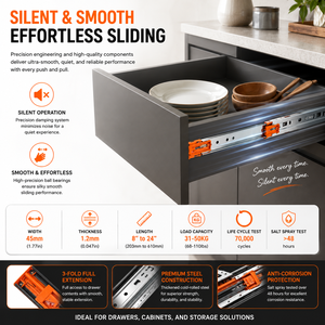 <strong>Metal</strong> <strong>Drawer</strong> Guide Runner Full Extension Telescopic Slider Rail Soft Closing <strong>Drawer</strong> Slide for <strong>Drawer</strong> - Product Image 6